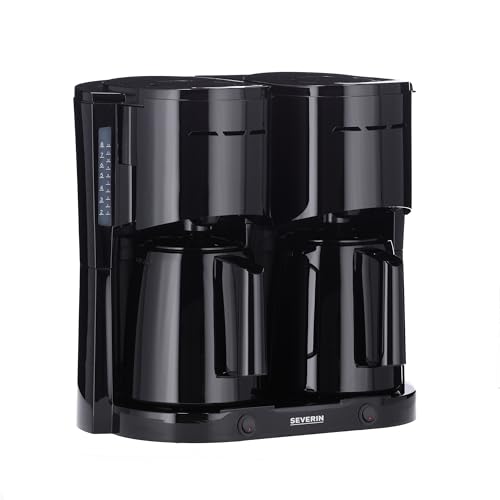 SEVERIN Duo-Filterkaffeemaschine mit Thermokanne, Kaffeemaschine für bis zu 16 Tassen, ansprechende Filtermaschine mit 2 Isolierkannen, schwarz, KA 9315 von SEVERIN