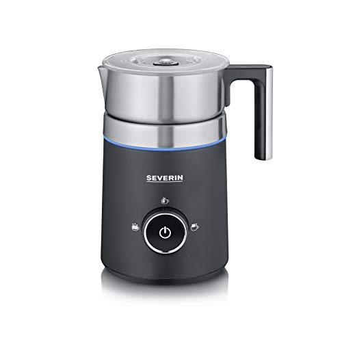 SEVERIN SPUMA 500 Induktions-Milchaufschäumer, Easy-Select-Drehregler, LED-Lichtring mit Statusanzeige, einfache Reinigung, Barista-Ausgusszotte, Edelstahl-gebürstet, schwarz, SM 3585 von SEVERIN