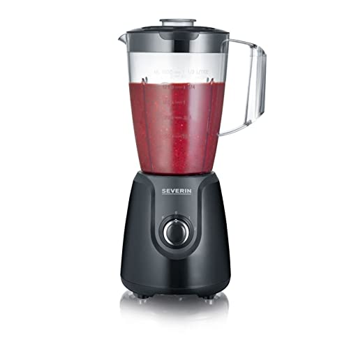 SEVERIN Standmixer mit 1,5 L Mixbehälter aus Tritan, Mixer mit 2 Stufen und Pulse-Funktion, leistungsstarker Küchenmixer mit Edelstahlmesser, 600 W, Schwarz, SM 3707 von SEVERIN