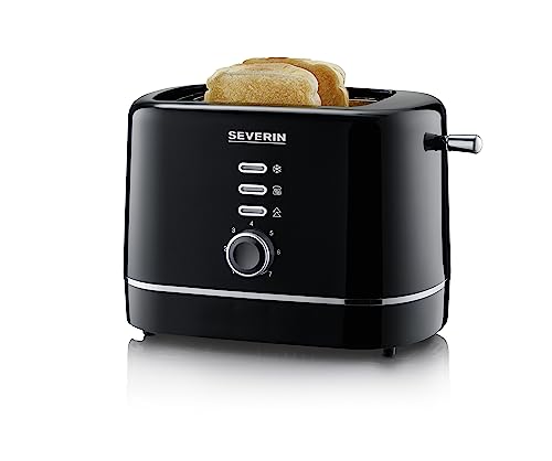 SEVERIN Automatik-Toaster, kleiner Toaster für 2 Scheiben , hochwertiger schwarzer Toaster zum Toasten, Auftauen und Erwärmen, 850 W, schwarz, AT 4321 von SEVERIN