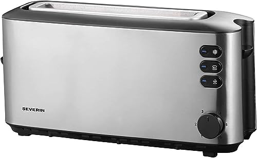 SEVERIN Automatik-Langschlitztoaster, Automatik-Toaster mit Brötchenaufsatz, aus Edelstahl, zum Toasten, Auftauen und Erwärmen, 1.000 W, Edelstahl-gebürstet/schwarz, AT 2515 SEVERIN Automatik-Langschlitztoaster, Automatik-Toaster mit Brötchenaufsatz, aus Edelstahl, zum Toasten, Auftauen und Erwärmen, 1.000 W, Edelstahl-gebürstet/schwarz, AT 2515 von SEVERIN