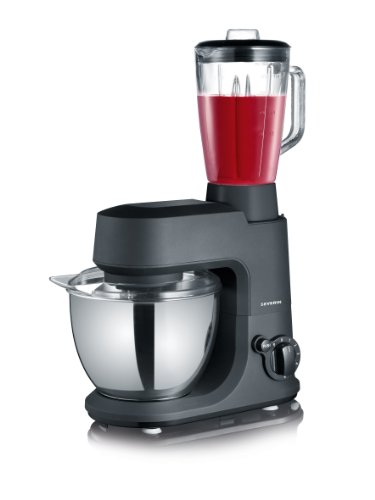 Severin Küchenmaschine mit Mixer-Aufsatz, 4,0 Liter, 500 Watt, schwarz matt von SEVERIN