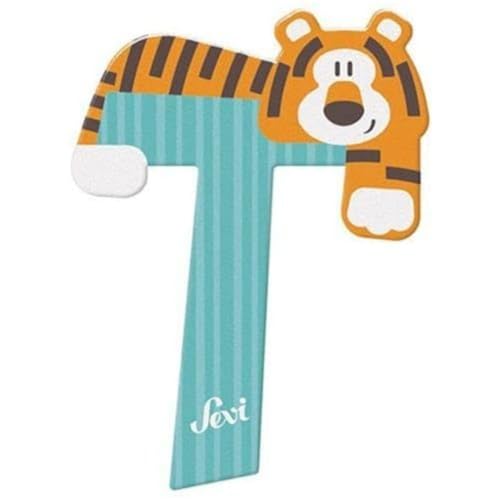 Sevi 83020 Tier Holzbuchstaben T Tiger ca. 10 cm, Türbuchstaben für Kinderzimmer, ABC Lernspielzeug aus Holz, pädagogisches Spielzeug für Kinder ab 3 Jahren, Buchstabe Tiere, Blau von Sevi