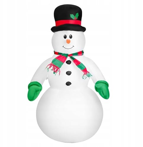 Aufblasbarer Schneemann 120cm mit mit Gebläse und LED-Beleuchtung IP44 Wetterfest Weihnachtsdeko beleuchtet Winterdeko für Außen Weihnachtsfigur von SEVICO