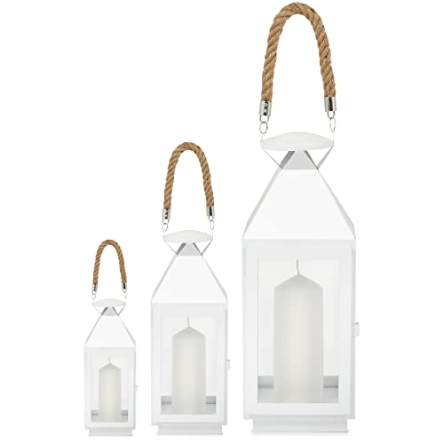 SEVICO Laterne XXL Set 3 Gartenlaterne Metall Windlicht Laternen Deko Kerzenhalter Kerzenleuchter Kerzenständerr für Outdoor Wohnzimmer Garten Balkon Innen Indoor von SEVICO