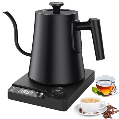 Elektrischer Schwanenhals Wasserkocher 1L | Temperaturregelung 40–100°C | Warmhaltefunktion & LED-Display | 1200W Edelstahl | Pour Over Kaffeekocher Teekocher Präzisionsausguss von SEVICO