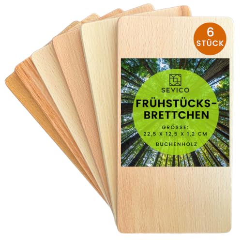 Frühstücksbrettchen-Set aus Buchenholz | 6 Stück | 22,5 x 12,5 x 1,2 cm | Schneidebrett, Servierplatte, Küchenbrett | Natürliche EU-Qualität | Einfach zu Reinigen SEVICO Frühstücksbrettchen-Set aus Buchenholz | 6 Stück | 22,5 x 12,5 x 1,2 cm | Schneidebrett, Servierplatte, Küchenbrett | Natürliche EU-Qualität | Einfach zu Reinigen SEVICO von SEVICO