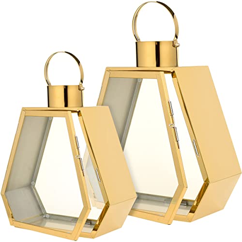 Laterne Gartenlaterne 2 Set Metall Windlicht Laternen Deko Kerzenhalter Kerzenleuchter Kerzenständerr für Innen Außen Outdoor Indoor Wohnzimmer Garten Balkon Gartenbeleuchtung von SEVICO