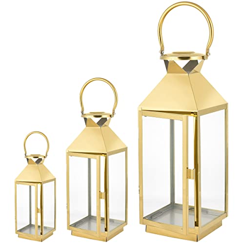 Laterne Gartenlaterne 3 Set Metall Windlicht Laternen Deko Kerzenhalter Kerzenleuchter Kerzenständerr für Innen Außen Outdoor Indoor Wohnzimmer Garten Balkon Gartenbeleuchtung von SEVICO