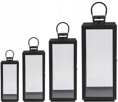 Laterne XXL Gartenlaterne Metall Windlicht Laternen Deko Kerzenhalter Kerzenleuchter Kerzenständerr für Outdoor Wohnzimmer Garten Balkon Innen Indoor (F270+F271) von SEVICO