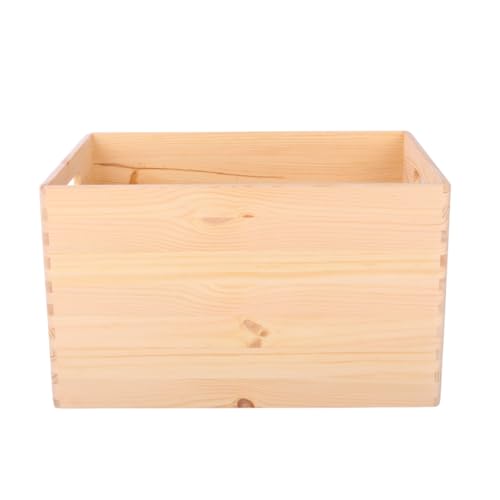 SEVICO Große Holzkiste 40x30x23 cm | Obstkiste mit Griffen | Naturholz Aufbewahrungsbox in Beige | DIY vielseitige Kiste für Spielzeug, Dokumente, Werkzeuge und Hochzeitsgeschenke von SEVICO