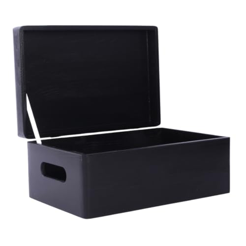 SEVICO Holzkiste XXL Große Aufbewahrungsbox Schwarz | 30x20x14 cm | mit Griffen | ideal für Dokumente, Spielzeug und Werkzeug Holztruhe Holzbox von SEVICO