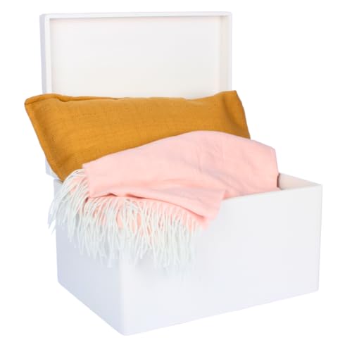 SEVICO Holzkiste XXL Große Aufbewahrungsbox Weiß | 40x30x23 cm | mit Griffen | ideal für Dokumente, Spielzeug und Werkzeug Holztruhe Holzbox von SEVICO