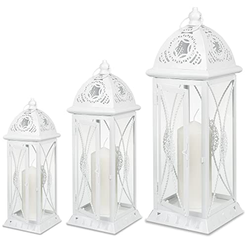 SEVICO Laterne XXL Set 3 Gartenlaterne Metall Windlicht Laternen Deko Kerzenhalter Kerzenleuchter Kerzenständerr für Outdoor Wohnzimmer Garten Balkon Innen Indoor von SEVICO