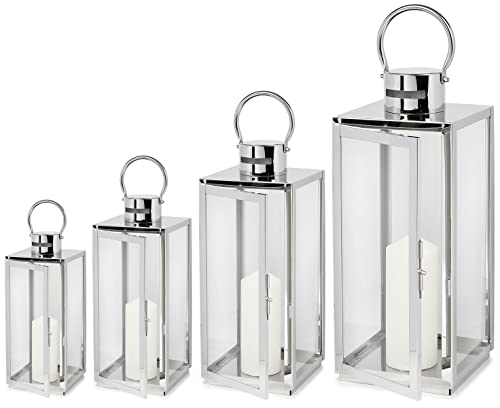 SEVICO Laterne XXL Set 4 Gartenlaterne Metall Windlicht Laternen Deko Kerzenhalter Kerzenleuchter Kerzenständerr für Outdoor Wohnzimmer Garten Balkon Innen Indoor von SEVICO