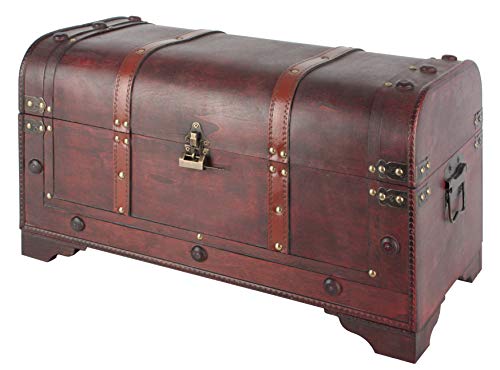 SEVICO Schatztruhe Schatzkiste Holz 54 x 28 x 31cm mit Deckel Verschluss Piratenkiste Geschenk-Box Verschließbar Aufbewahrungsbox Holztruhe Geldtruhe Vintage-Look von SEVICO