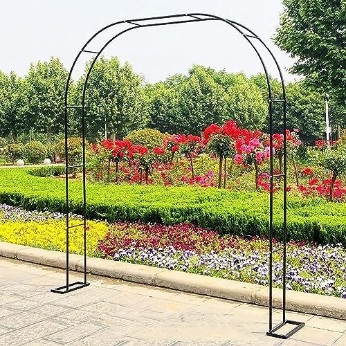 SEVSO Gartenbogen Metall Rosenbogen Torbogen Für Kletterpflanzen 1.2M 1.4M 1.8M 2.4M 3M 3.5M Breite Wetterbeständige Rankhilfe Rankgitter Rosengestell Rankenbogen,Schwarz,W3.5M*H2.2M von SEVSO