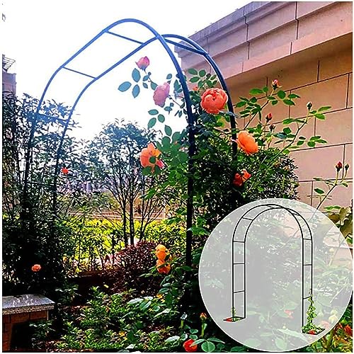 SEVSO Gartenbogen Metall Rosenbogen Torbogen Für Kletterpflanzen 1.2M 1.4M 1.8M 2.4M 3M 3.5M Breite Wetterbeständige Rankhilfe Rankgitter Rosengestell Rankenbogen,Schwarz,W3M*H2.2M von SEVSO