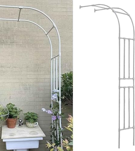 SEVSO Metall Rosenbogen Garten Halbbogen Rankhilfe Rankgitter Torbogen Für Kletterpflanzen Verzinkt Halb-Rosenbogen Witterungsbeständig,Weiß,180 * 240cm von SEVSO