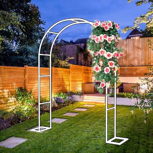 SEVSO Rosenbogen Hochzeitsbogen Gartenbogen Rankhilfe Torbogen Pergola Aus Metall Stabil Wetterfest 240Cm 180Cm 140Cm 120Cm Breit,Weiß,W1.2M*H2.2M von SEVSO