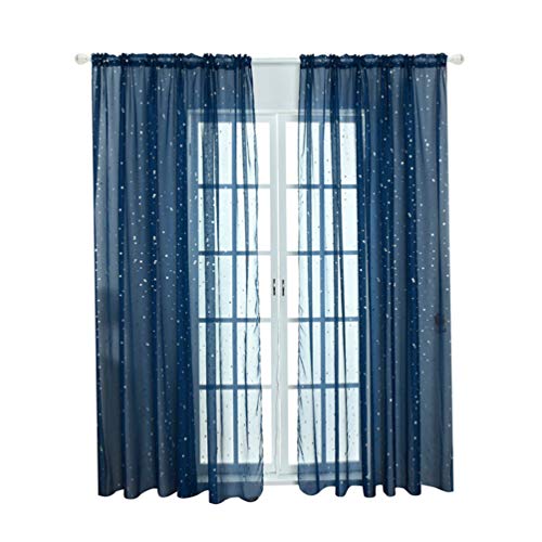 Fensterscheibe Sheer Vorh? Silber Glitter Stars Sheer Fenstervorh? Tülle Semi Transparent Fenster Vorhang Eleganter Vorhang Panel Set für Schlafzimmer (100 * 200 cm) Fenster Blo? von SEWACC