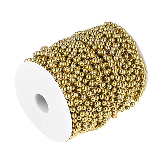SEWACC 1 Rolle Perlenvorhänge perlenband graceling Perlenvorhang weihnachtsdeko weihnachtsdeko blumenhaarkranz runden verdrahtet Weiß Perlengirlande Kunstperlenstränge Plastik Golden von SEWACC