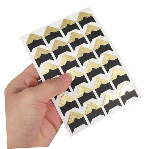 SEWACC 10 Blatt Selbstklebende Fotoecken Robustem Papier Fotoalbum Ecke Aufkleber in Schwarz Gold Natur und Silber Vielseitig für Scrapbooking Tagebücher und Persönliche Alben Geeignet von SEWACC
