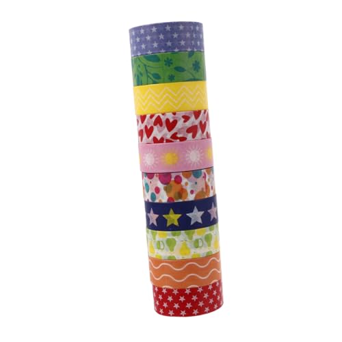 SEWACC 10 Rollen Teiliges Washi Tape Set Bunte Dekorative Klebebänder für DIY Scrapbooking Tagebuch Basteln Geschenkverpackung Kreative Masking Tapes Langlebig Vielseitig von SEWACC