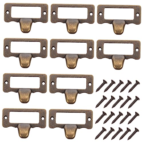 SEWACC 10 Stück Möbelgriff Vintage Etikettenrahmen Zuggriff für Schrank Kommode und Küchenschränke Antikbronze von SEWACC