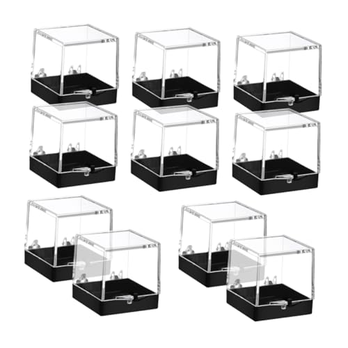 SEWACC 10 Stück Quadratische Transparente Acrylbox Multifunktionale Aufbewahrungs und Präsentationsbox für Kleine Mineralien Schmuck Probenhalter Schützende Vitrine für Sammler von SEWACC