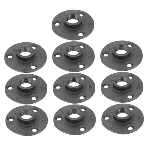 SEWACC 10 Stück Teiliges Bodenflansch aus Malleable Gusseisen Dekorative Flanschplatten mit Drei Löchern Robuste Rohrbefestigung für Vintage Industrie Look bei Regal und DIY Projekten SEWACC 10 Stück Teiliges Bodenflansch aus Malleable Gusseisen Dekorative Flanschplatten mit Drei Löchern Robuste Rohrbefestigung für Vintage Industrie Look bei Regal und DIY Projekten von SEWACC