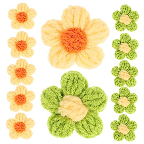 SEWACC 10 Stück Teiliges Handgefertigte Gehäkelte Puff Blumen Sicherem Garn Leichte DIY Haarschmuck und Broschen Accessoires Farbenfrohe Dekoblumen für Damen Frisuren und von SEWACC
