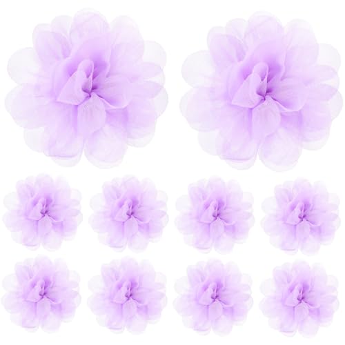 SEWACC 10 Stück Teiliges Künstliche Chiffon Blumen Lebensechte Bastelblüten für Haar und Brautarmband Deko DIY Material für Fest und Partydekoration in Zartem Flieder von SEWACC