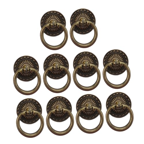 SEWACC 10 Stück Teiliges Kupfer Schubladengriffe Vintage Einzelloch Ringgriffe für Kommode Schrank Küchenschrank Retro Möbelbeschläge mit Elegantem Griff für Einfache Handhabung von SEWACC