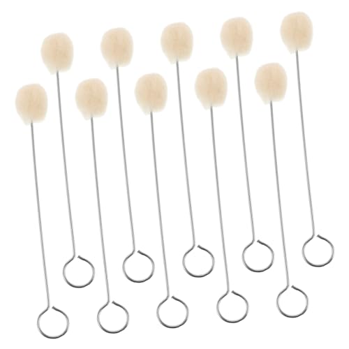 SEWACC 10 Stück Teiliges Leder Färbepinsel mit Wollkugeln Metallgriff für Gleichmäßiges Auftragen von Lederfarbe DIY Lederhandwerk Polsterbürste Geeignet für Lederkanten und Schuhpflege von SEWACC