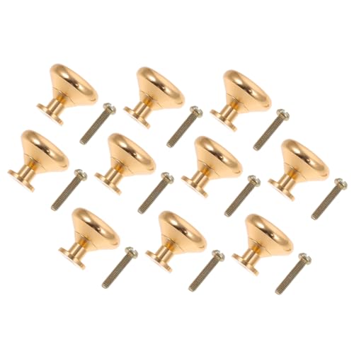 SEWACC 10 Stück Teiliges Runde Einzel Loch Möbelgriffe aus Goldenem Massiv Schrank und Schubladenknöpfe für Kleiderschrank Kommode Schuhschrank und Wohnzimmermöbel von SEWACC