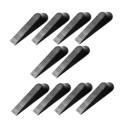 SEWACC 10 Stück Teiliges Schwarze Kunststoff Türkeile ohne Bohren Rutschfest Türstopper für Büro Zuhause Bad zum Schutz vor Zugluft und Quietschen von SEWACC