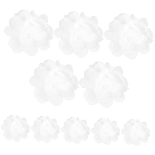 SEWACC 10 Stück Teiliges Weiße Chiffon Kunstblumenköpfe für DIY Basteln Langlebige Weiche Blumen für Hochzeitsdeko Haarschmuck Kränze und Wohnaccessoires von SEWACC