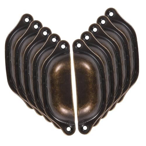 SEWACC 10 Stück Vintage Schubladenknöpfe Muschelform Antike Möbelgriffe aus Bronze Robuste Küchenschrank Griffe für Schrank Kommode Schublade von SEWACC