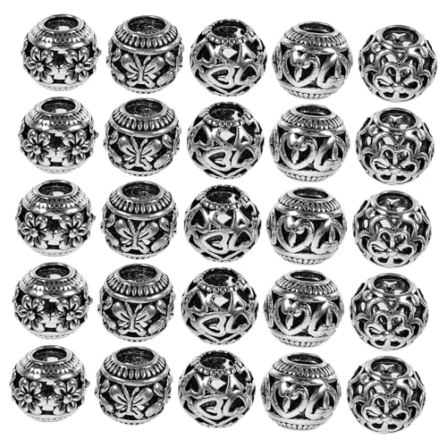 SEWACC 100 Stück Metallische Zwischenperlen mit Großem Loch Runde Spacer Perlen für DIY Armbänder und Halsketten Vielseitige Schmuckperlen für Kreative Individuelle Gestaltung SEWACC 100 Stück Metallische Zwischenperlen mit Großem Loch Runde Spacer Perlen für DIY Armbänder und Halsketten Vielseitige Schmuckperlen für Kreative Individuelle Gestaltung von SEWACC