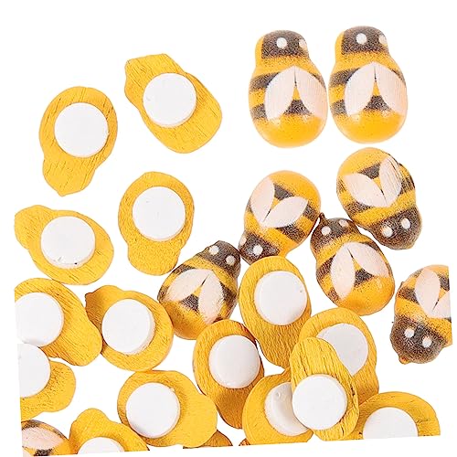 SEWACC 100 Stück Selbstklebende Holz Bienen Charms Bienenform Deko für DIY Handyhüllen Haarclips Basteln Leicht und Kompakt Gelb Holz Bienen Verzierung für Bastelprojekte von SEWACC