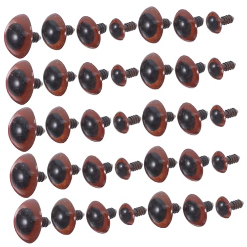SEWACC 100 Stück Teiliges Braune Kunststoff Sicherheitsaugen mit Unterlegscheiben für DIY Stofftiere Bären und Puppen Langlebig Vielseitig für Häkel und Bastelprojekte von SEWACC