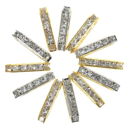 SEWACC 100 Stück Teiliges Metall Spacer Perlen für Armbandherstellung Dreilochige Rhombische Abstandshalter in Gold und Silber für DIY Schmuckbasteln und Kreative Handwerksprojekte von SEWACC
