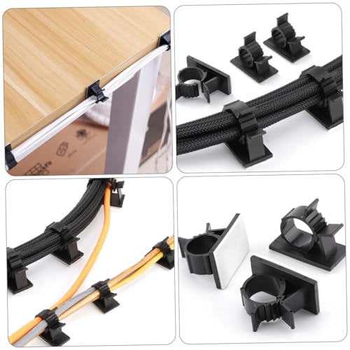 SEWACC 100 Stück Verstellbare Kabelclips Selbstklebend Kabelhalter Organizer für Ladekabel USB Kabelmanagement Kabelklemmen für Schreibtisch Wand Schwarz von SEWACC