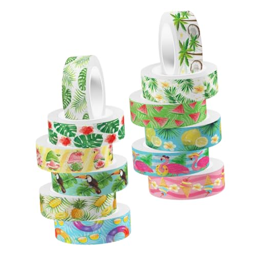 SEWACC 12 Rollen Scrapbook Tape Grün Selbstklebend Washi Tape Dekoratives Klebeband Für DIY Scrapbooking Planer Tagebuch Geschenkverpackung Ohne Rückstände von SEWACC