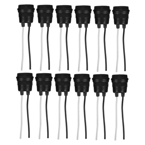 SEWACC 12 Stück Lampenfassung Außenbereich Flexible Leitung Schwarze Schraubfassung Langlebig für Feuchte Umgebungen Wie Garten Bad und Küche von SEWACC