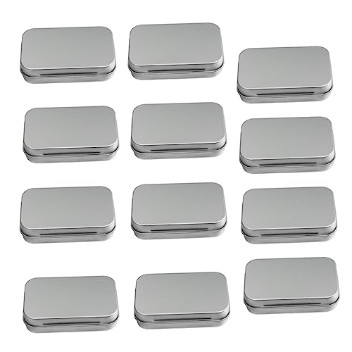 SEWACC 12 Stück Teiliges Kleine Rechteckige Aufbewahrungsbox aus Stahl mit Klappdeckel Tragbare Mini Metalldose für Visitenkarten Schmuck und Kleinteile Silberfarbene Tinplate Stahlbox von SEWACC