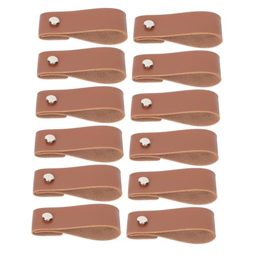 SEWACC 12 Stück Teiliges PU Möbelgriff Minimalistischer Vintage Möbelknopf Langlebiger Schubladengriff für Schrank Küchentüren Komfortabel Rostfrei Vielseitig Einsetzbar von SEWACC