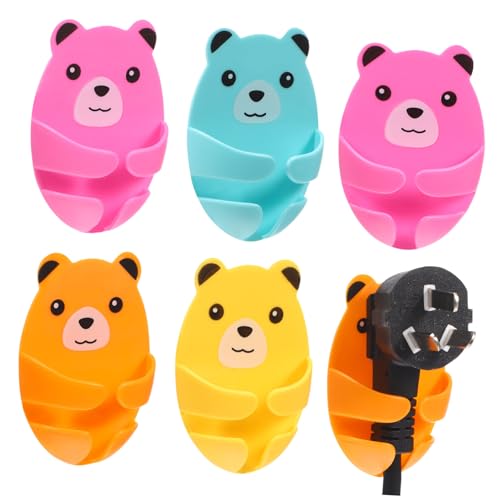 SEWACC 12 Stück Teiliges Selbstklebende Steckdosenhaken in Niedlichem Bär design Kraftvoller Halt ohne Bohren Multifunktionale Kabelclips zur Steckdosen Kabelorganisation für Küche und von SEWACC