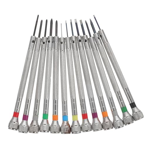 SEWACC 13 Stück Teiliges Präzisions Uhrenreparatur Schraubendreher Set aus Robustem Eisen mit Rutschfestem Griff Vielseitig für Uhren Brillen Schmuck und Feinmechanische Wartung von SEWACC
